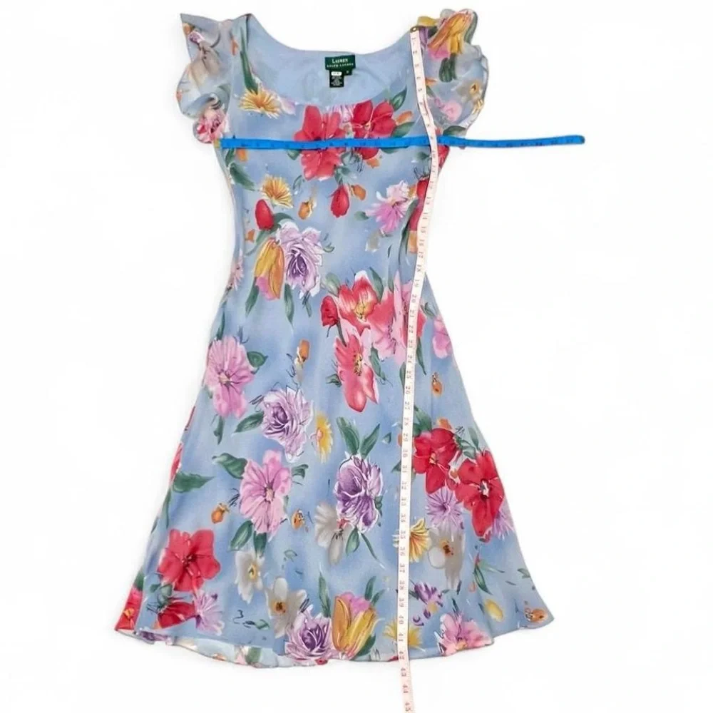 Ralph Lauren Light Blue Dress with Red Floral Print - Picture 5 of 5